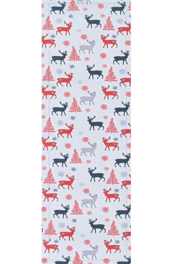 Kırmızı Yeni Yıl Temalı Premium Masa Örtüsü Runner RNR179