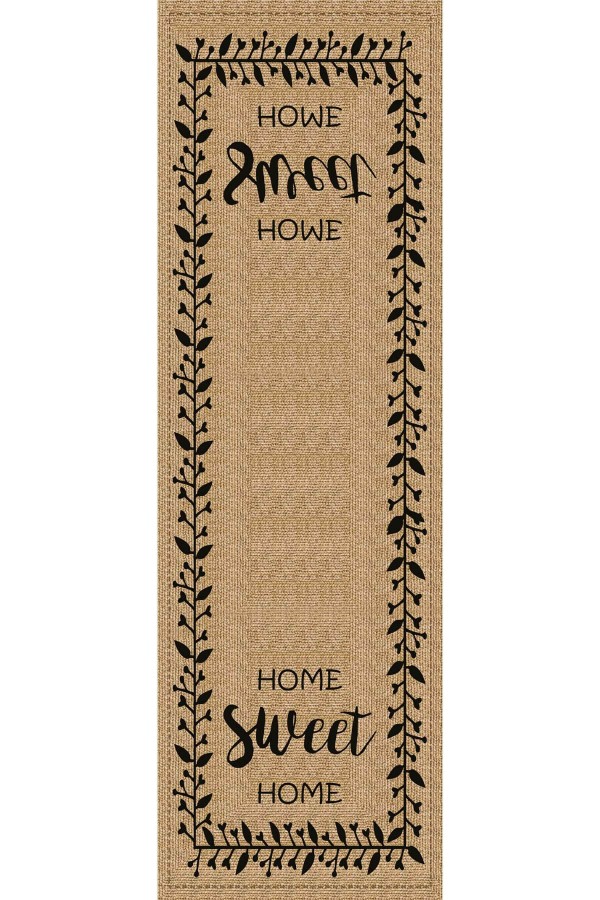 Bej Hasır Görünümlü Premium Masa Örtüsü Runner RNR184