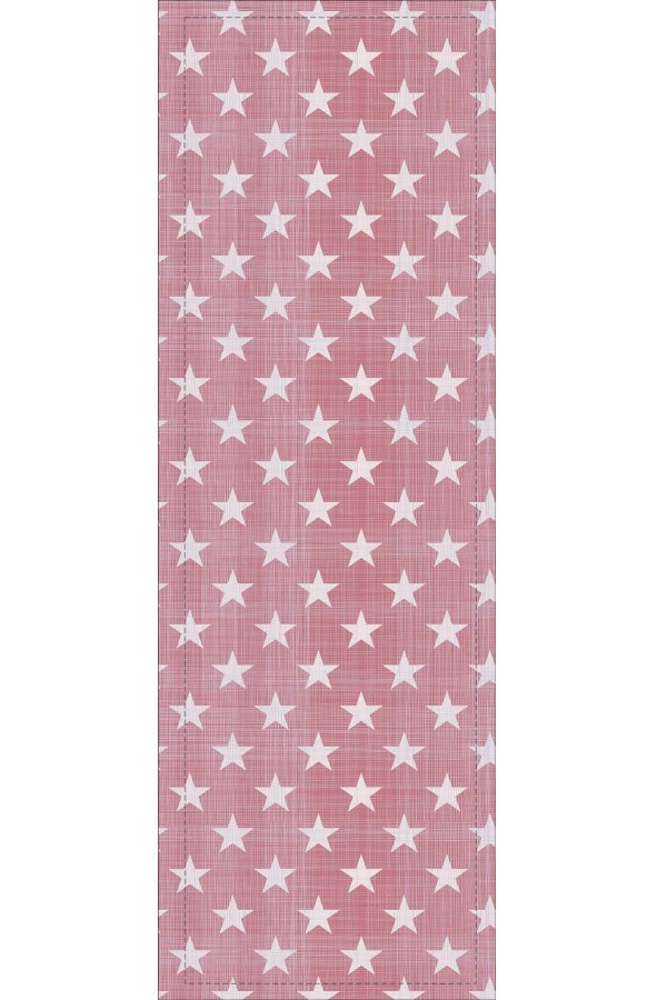 Pembe Yıldızlı Desen Premium Masa Örtüsü Runner RNR199