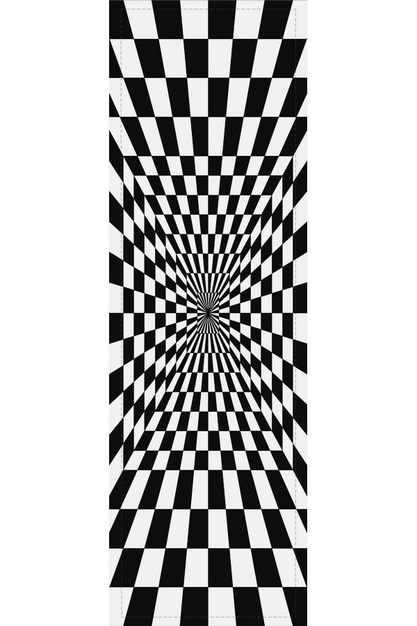 Siyah Beyaz İlizyon Desen Premium Masa Örtüsü Runner RNR206