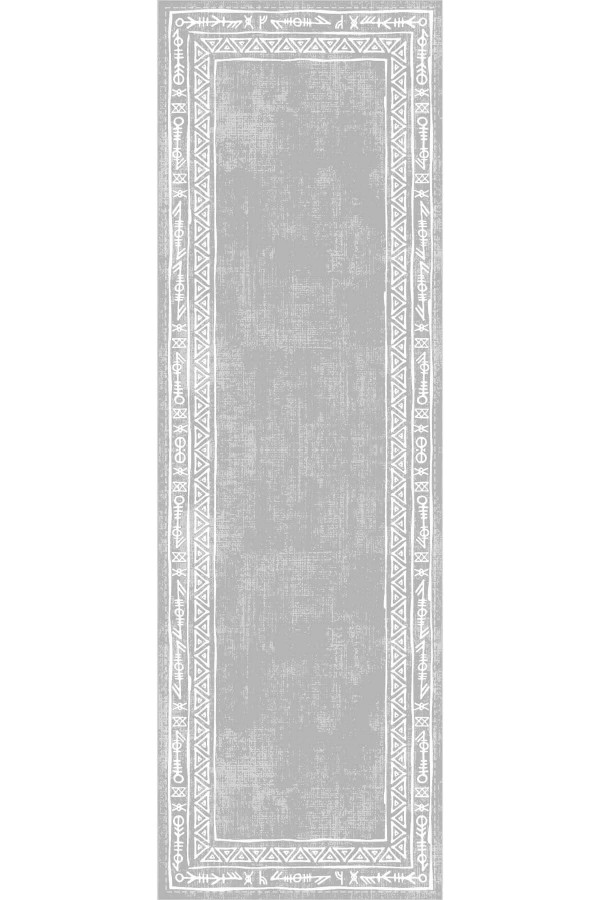 Gri Etnik Desenli Premium Masa Örtüsü Runner RNR215