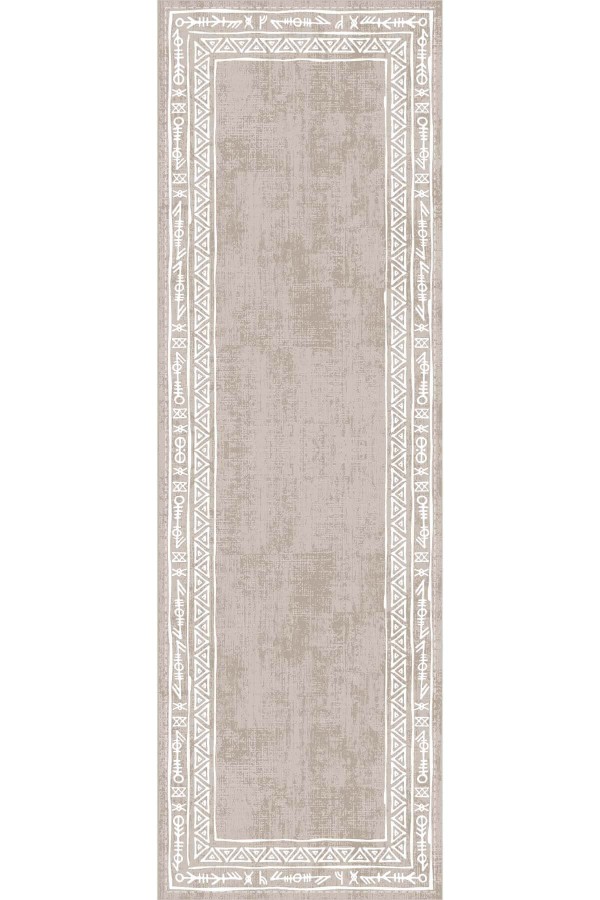 Bej Etnik Desenli Premium Masa Örtüsü Runner RNR216