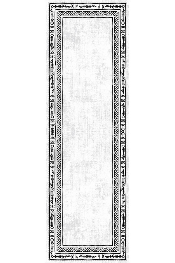 Beyaz Etnik Desenli Premium Masa Örtüsü Runner RNR217