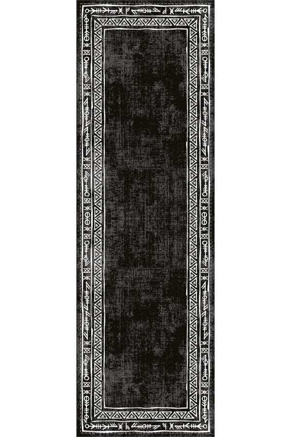 Siyah Etnik Desenli Premium Masa Örtüsü Runner RNR218