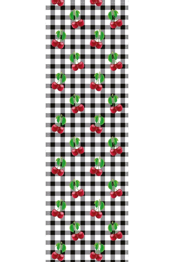 Kırmızı Meyve Desen Kiraz Premium Masa Örtüsü Runner RNR219