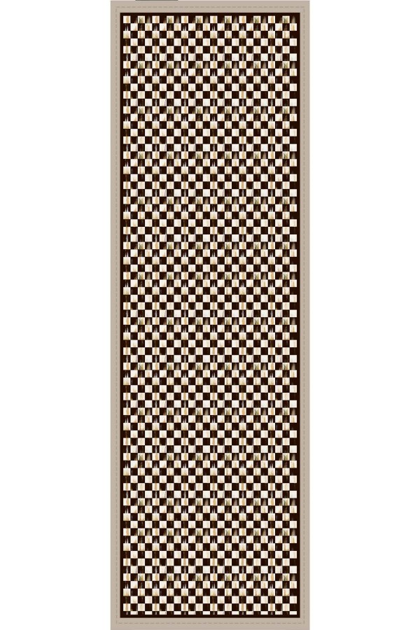 Kahverengi Mackenzie Desen Premium Masa Örtüsü Runner RNR225