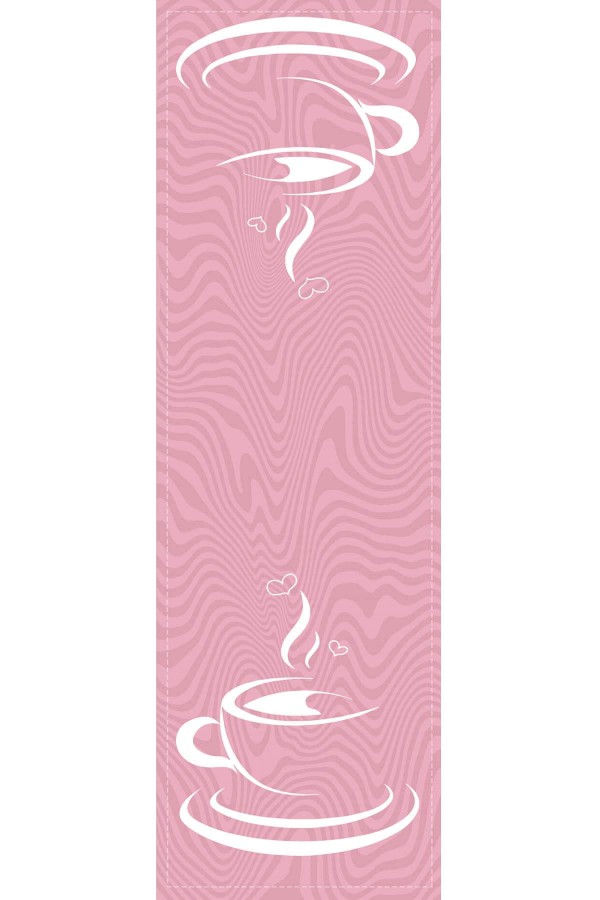 Pembe Fincanlı Mutfak Premium Masa Örtüsü Runner RNR283