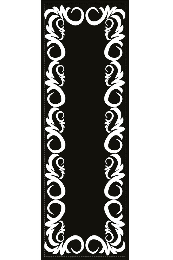 Siyah Çerçeveli Desen Premium Masa Örtüsü Runner RNR316