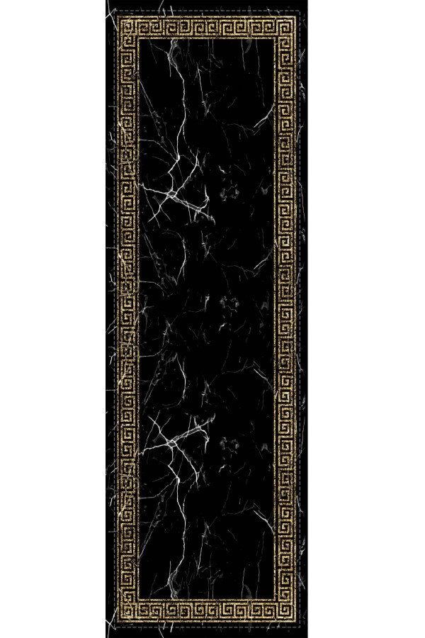 Siyah Çerçeveli Desen Premium Masa Örtüsü Runner RNR333