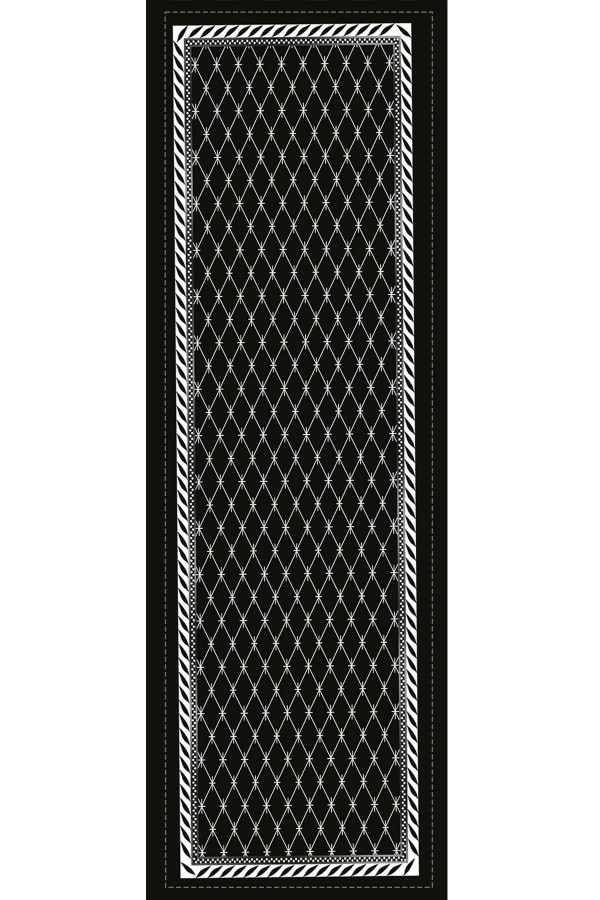 Siyah Çerçeveli Desen Premium Masa Örtüsü Runner RNR334