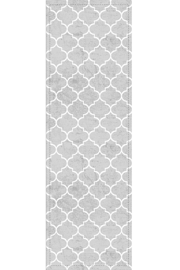 Gri Etnik Fas Kupa Desen Premium Masa Örtüsü Runner RNR343