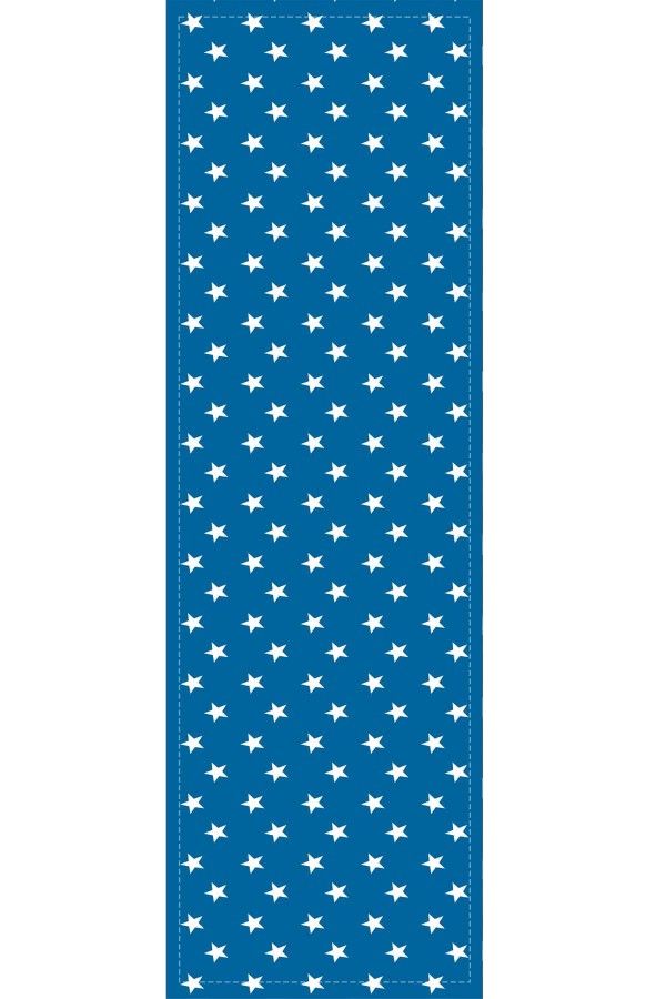 Mavi Yıldız Desenli Premium Masa Örtüsü Runner RNR370