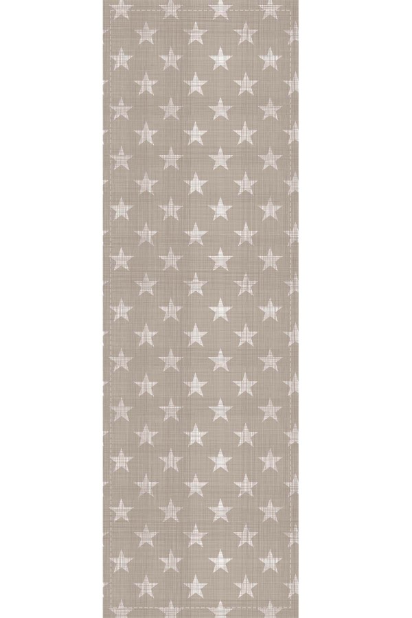 Bej Yıldız Desenli Premium Masa Örtüsü Runner RNR372