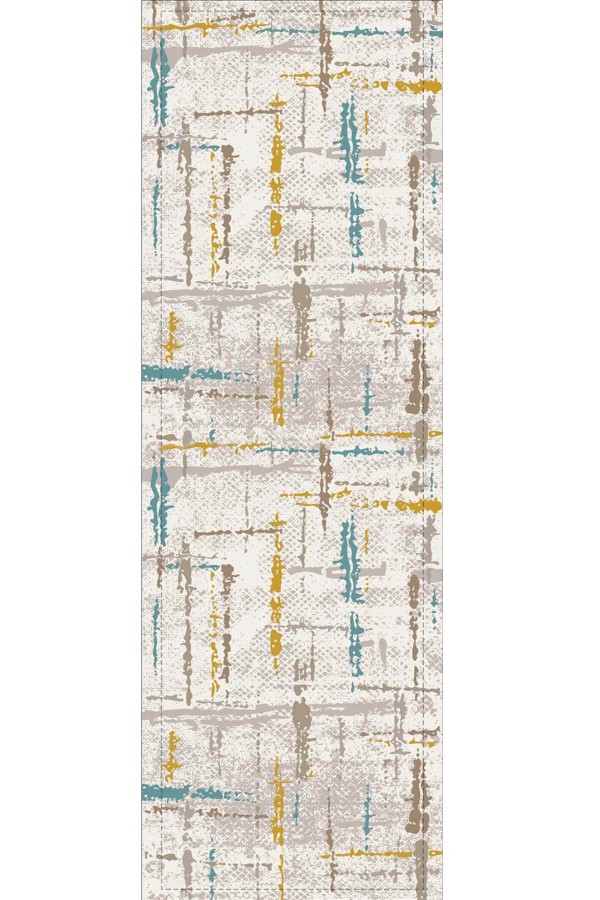 Turkuaz Vintage Desenli Premium Masa Örtüsü Runner RNR411