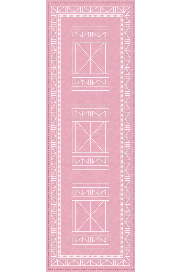 Pembe Etnik Desenli Premium Masa Örtüsü Runner RNR429