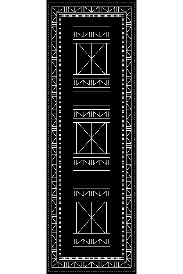 Siyah Etnik Desenli Premium Masa Örtüsü Runner RNR431