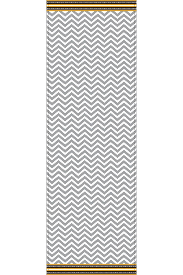 Gri Zigzaglı Desen Premium Masa Örtüsü Runner RNR434