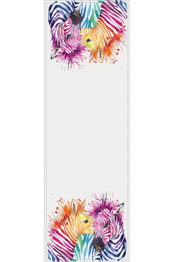Ekru Hayvanlı Desen Zebra Premium Masa Örtüsü Runner RNR445