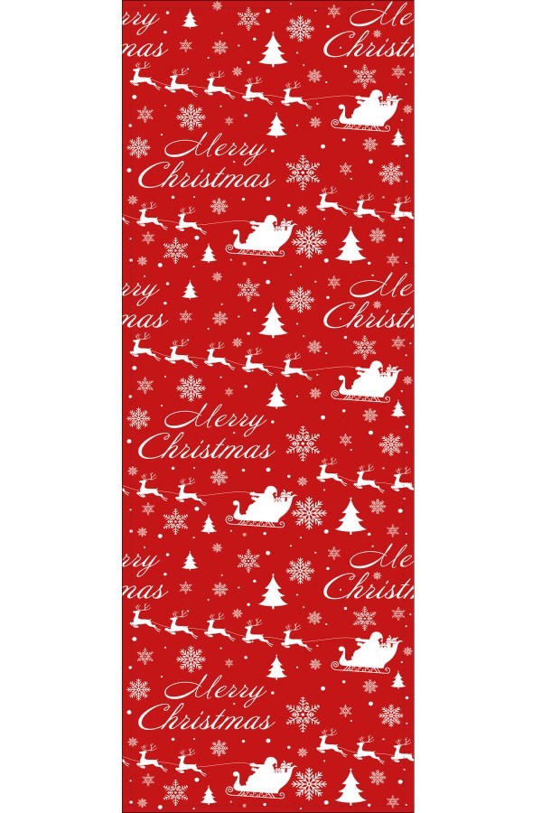 Kırmızı Yılbaşı Desenli Premium Masa Örtüsü Runner RNR540