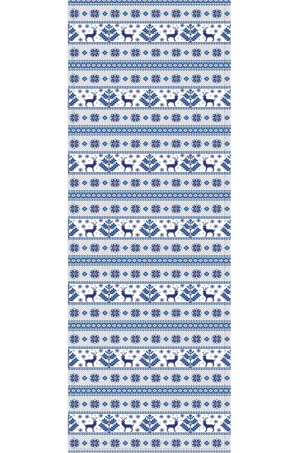 Mavi Christmas Desenli Premium Masa Örtüsü Runner RNR544