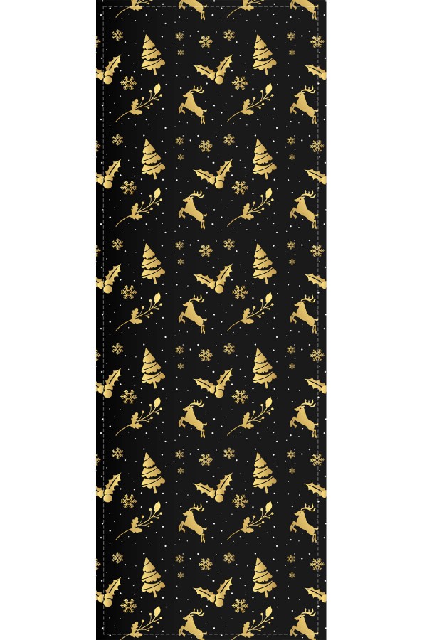 Siyah Christmas Desenli Premium Masa Örtüsü Runner RNR545