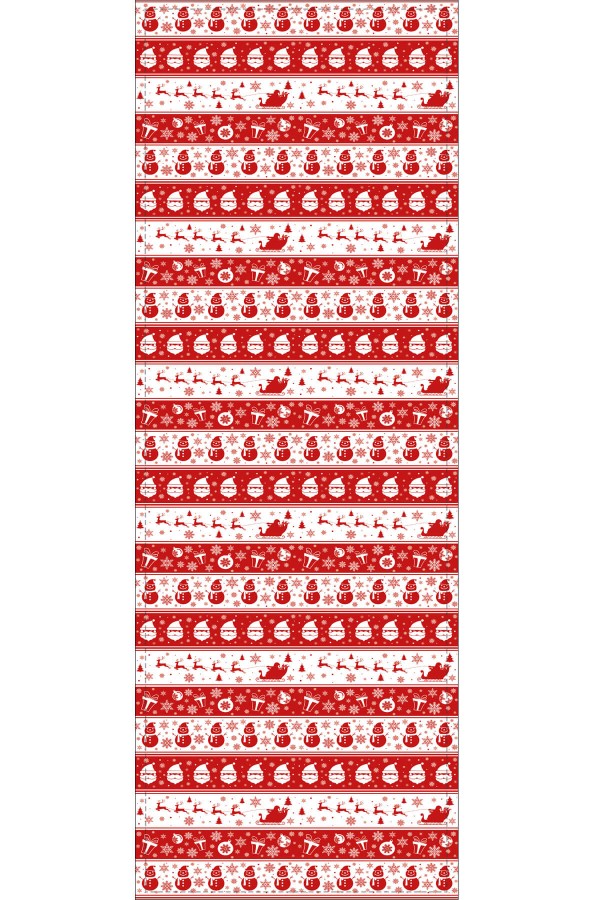 Kırmızı Yılbaşı Desenli Premium Masa Örtüsü Runner RNR549
