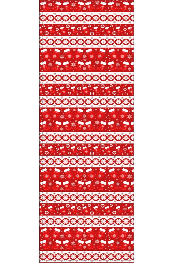 Kırmızı Christmas Desen Premium Masa Örtüsü Runner RNR555