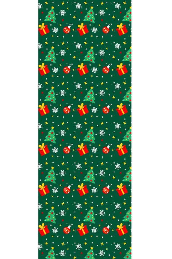 Yeşil Christmas Desen Premium Masa Örtüsü Runner RNR563