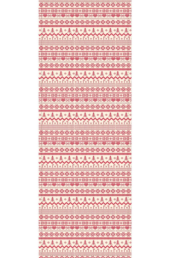 Kırmızı Christmas Desen Premium Masa Örtüsü Runner RNR564