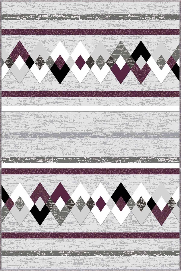 Mürdüm Zigzag Kaymaz Tabanlı Makinede Yıkanabilir Halı RT05