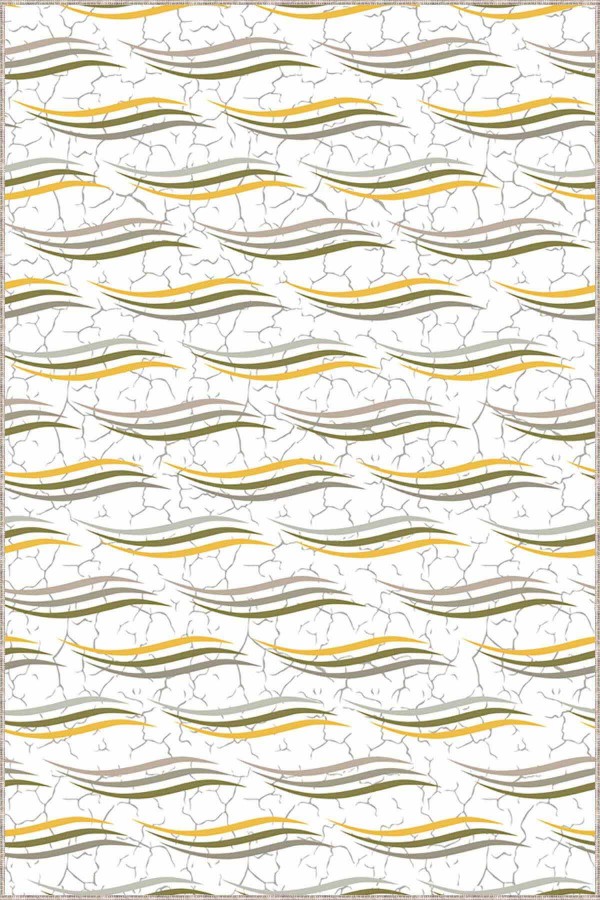 Yeşil Sarı Spor Kaymaz Taban Makinede Yıkanabilir Halı RUZ03