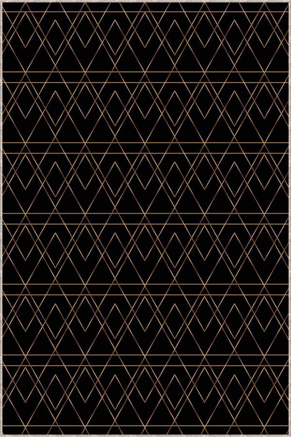 Siyah Mermer Görünümlü Kaymaz Tabanlı Dekoratif Halı RV024