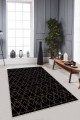 Siyah Mermer Görünümlü Kaymaz Tabanlı Dekoratif Halı RV024