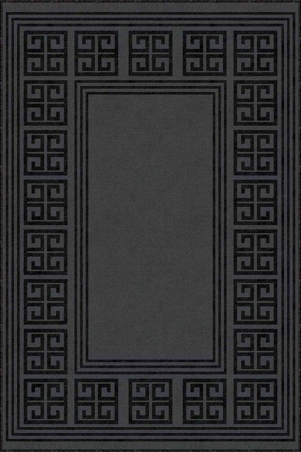 Siyah Çerçeveli Kaymaz Taban Makinede Yıkanabilir Halı RV033