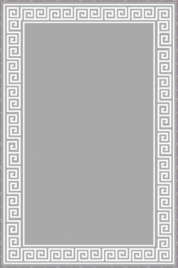 Gri Çerçeveli Kaymaz Tabanlı Makinede Yıkanabilir Halı RV039