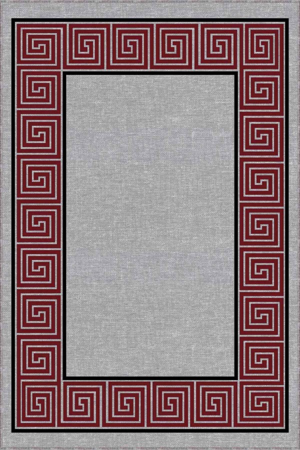 Bordo Çerçeveli Kaymaz Taban Makinede Yıkanabilir Halı RV046