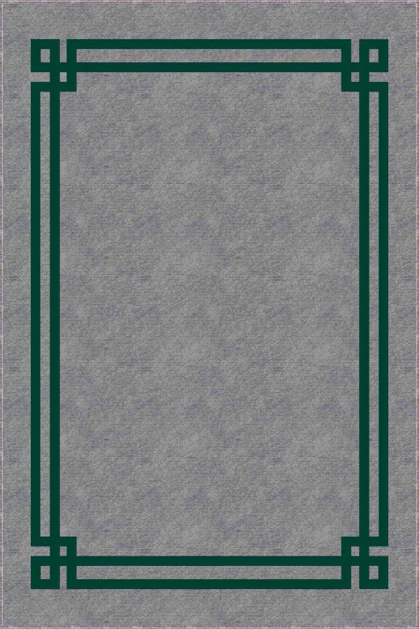 Yeşil Çerçeveli Kaymaz Taban Makinede Yıkanabilir Halı RV057