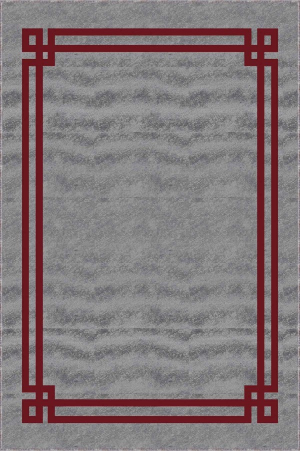 Bordo Çerçeveli Kaymaz Taban Makinede Yıkanabilir Halı RV058