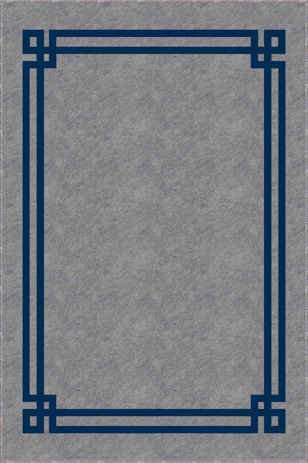 Lacivert Çerçeveli Kaymaz Tabanlı Dekoratif Halı RV059