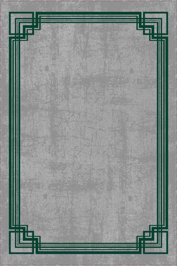 Yeşil Çerçeveli Kaymaz Taban Makinede Yıkanabilir Halı RV076