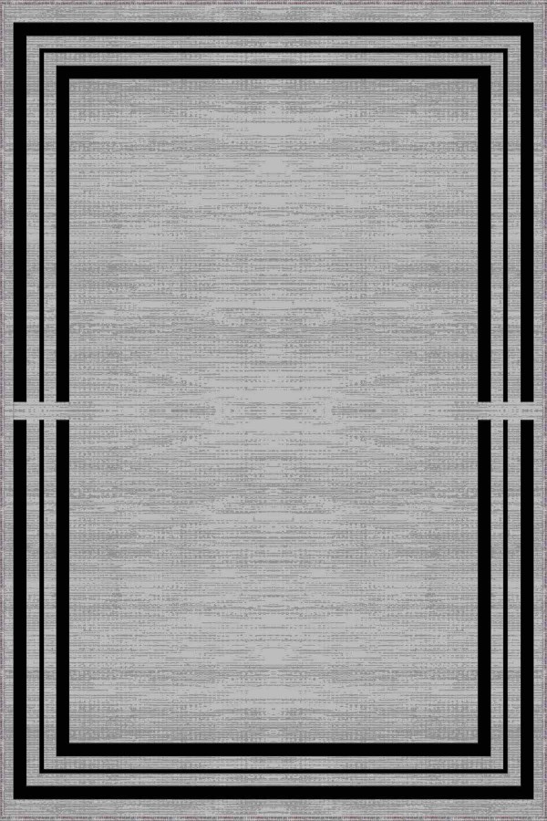 Gri Çerçeveli Kaymaz Tabanlı Makinede Yıkanabilir Halı RV081