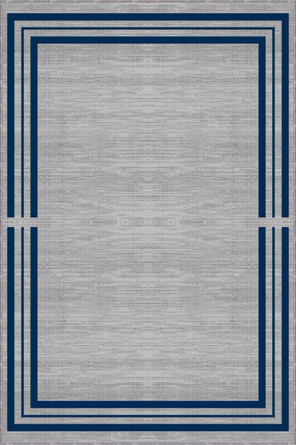 Lacivert Çerçeveli Kaymaz Tabanlı Dekoratif Halı RV082