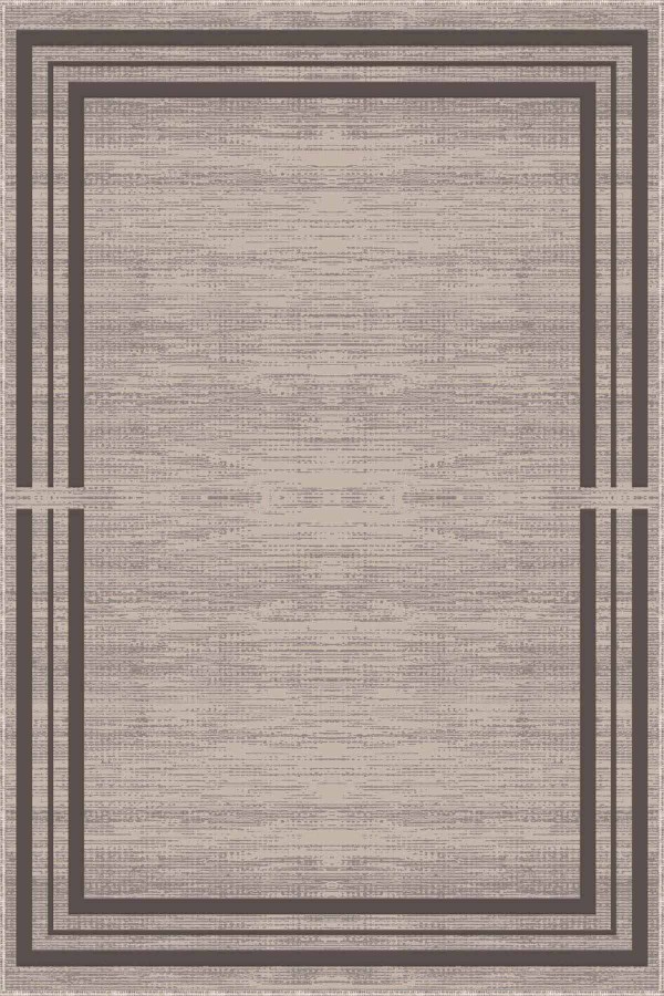 Bej Çerçeveli Kaymaz Tabanlı Makinede Yıkanabilir Halı RV083