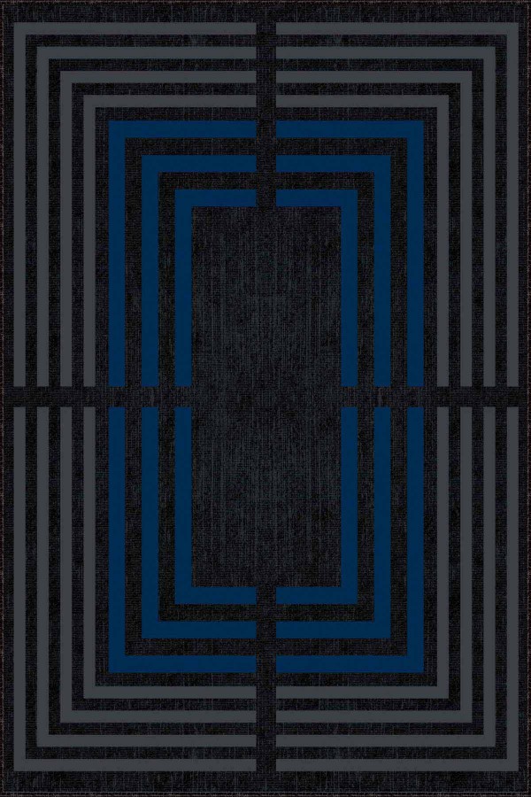 Lacivert Çerçeveli Kaymaz Tabanlı Dekoratif Halı RV094