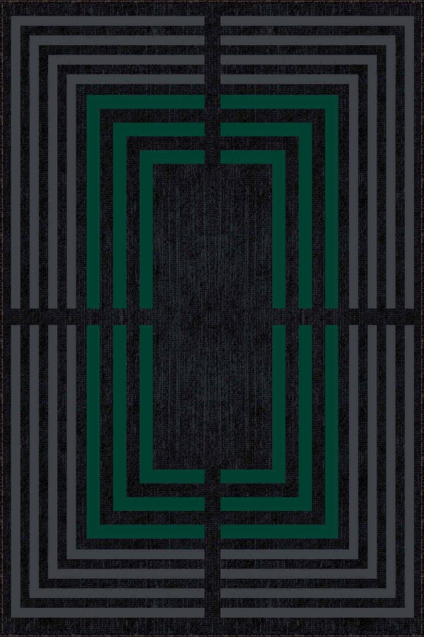 Yeşil Çerçeveli Kaymaz Taban Makinede Yıkanabilir Halı RV096