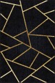 Siyah Gold Geometrik Kaymaz Tabanlı Dekoratif Halı RV161