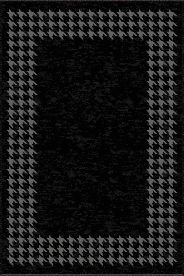 Siyah Çerçeveli Kaymaz Taban Makinede Yıkanabilir Halı RV180