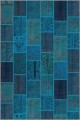 Turkuaz Patchwork Kaymaz Tabanlı Dekoratif Halı RV225