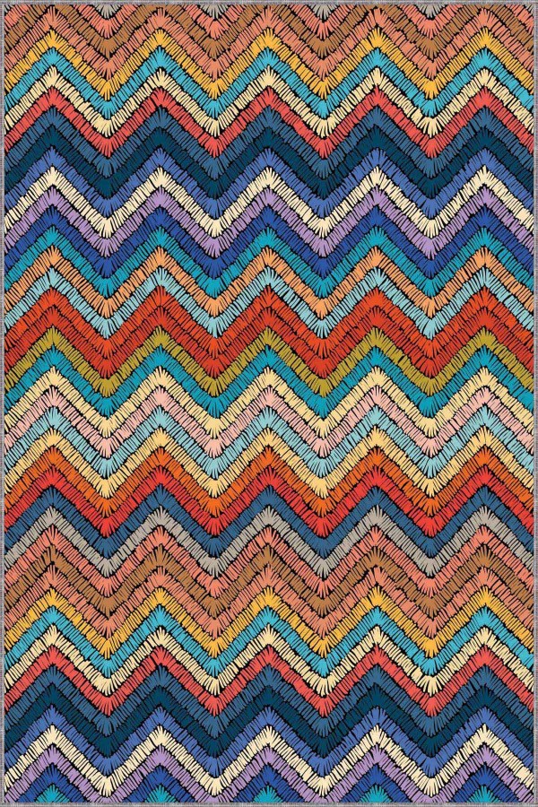 Çok Renkli Colorful Kaymaz Tabanlı Dekoratif Halı RV254