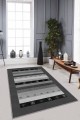 Gri Otantik Kaymaz Tabanlı Makinede Yıkanabilir Halı RV271